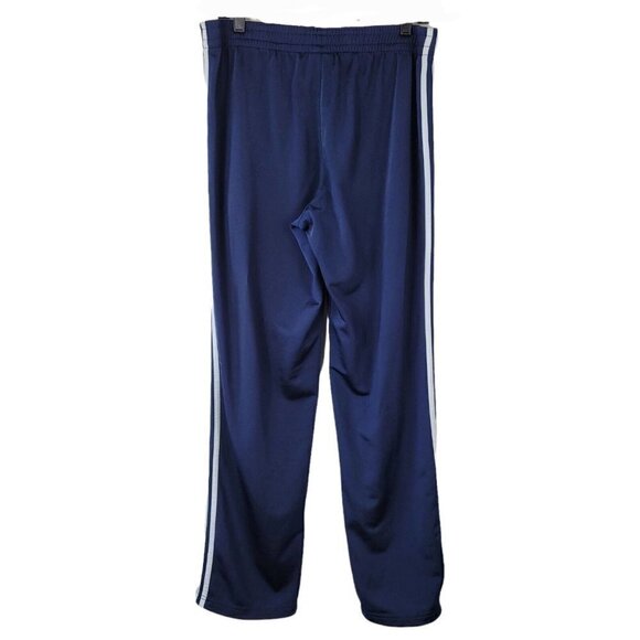 Adidas Sz Large Classic Track Pants Navy Blue Triple Stripe Pull Cord Cuffs VGC - Picture 2 of 6